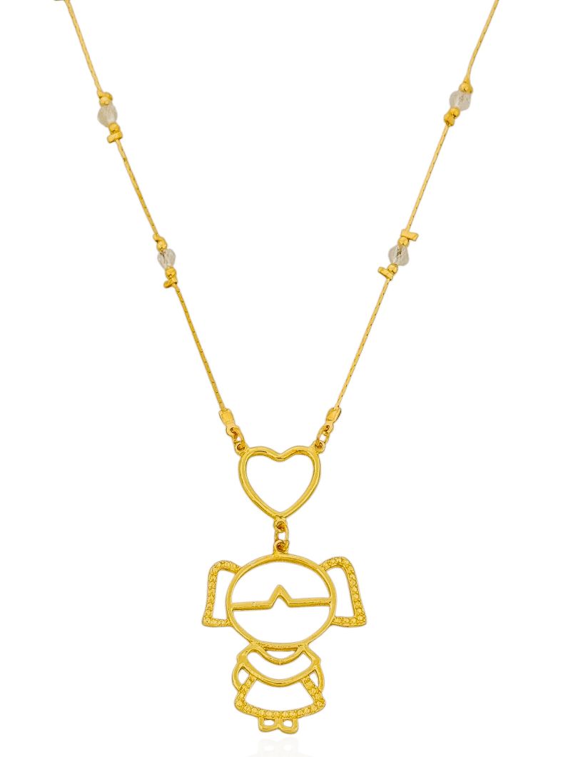 Colar Folheado a Ouro 18k e Prata Menino e e Menina Vazado