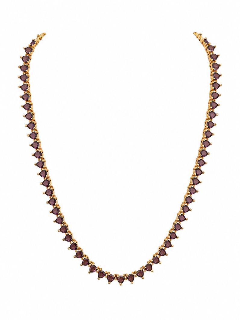 Colar Folheado a Ouro 18k e Prata Mini Corações de Cristais