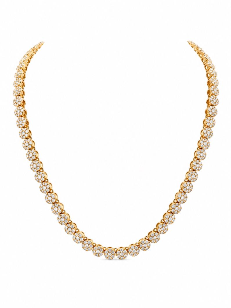 Colar Folheado a Ouro 18k e Prata Mini Flores Cravejadas
