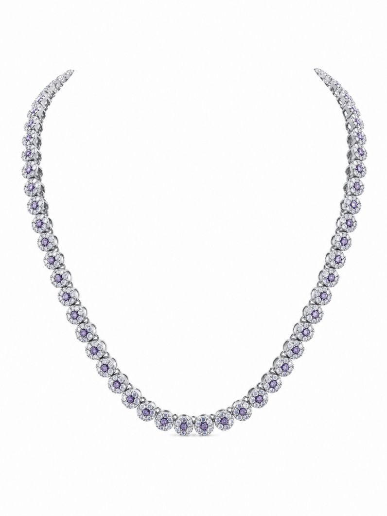 Colar Folheado a Ouro 18k e Prata Mini Flores Cravejadas