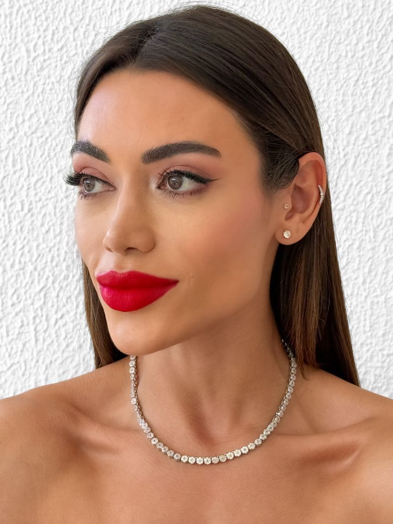 Colar Folheado a Ouro 18k e Prata Mini Flores Cravejadas