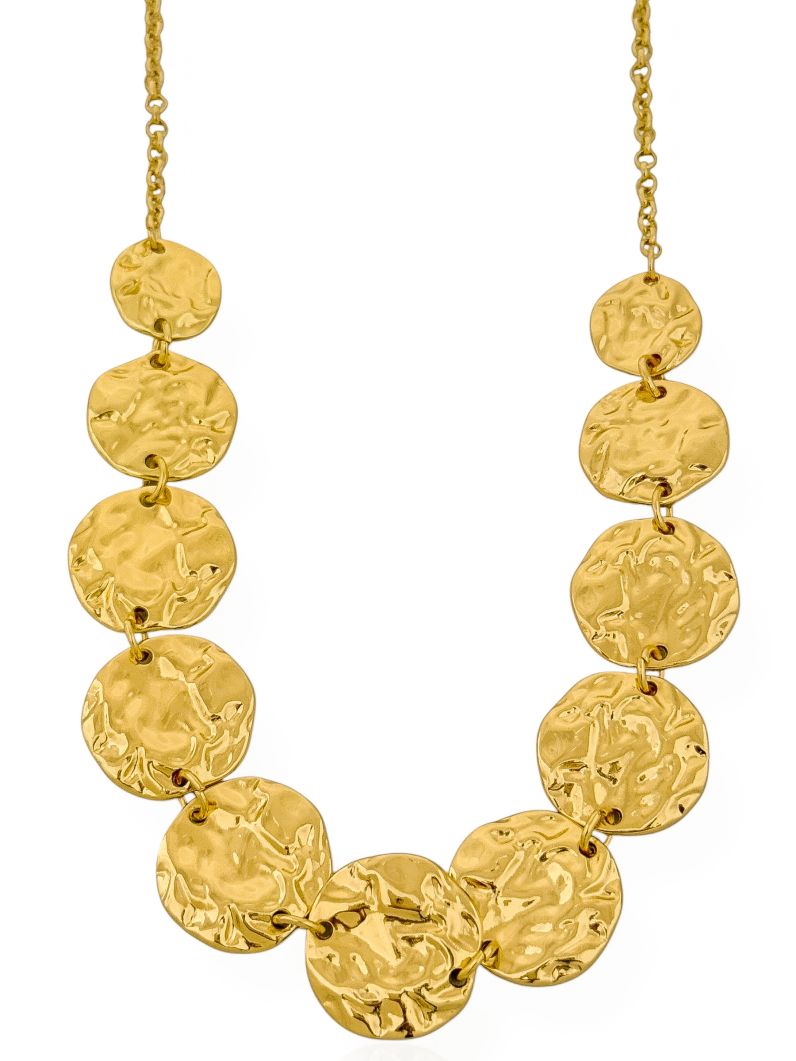 Colar Folheado a Ouro 18k e Prata Mix Banho Circulos Martelados