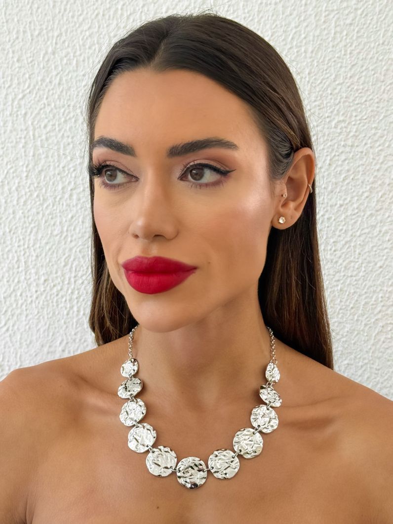 Colar Folheado a Ouro 18k e Prata Mix Banho Circulos Martelados