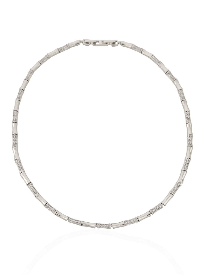 Colar Folheado a Ouro 18k e Prata Moderno Liso e Cravejado