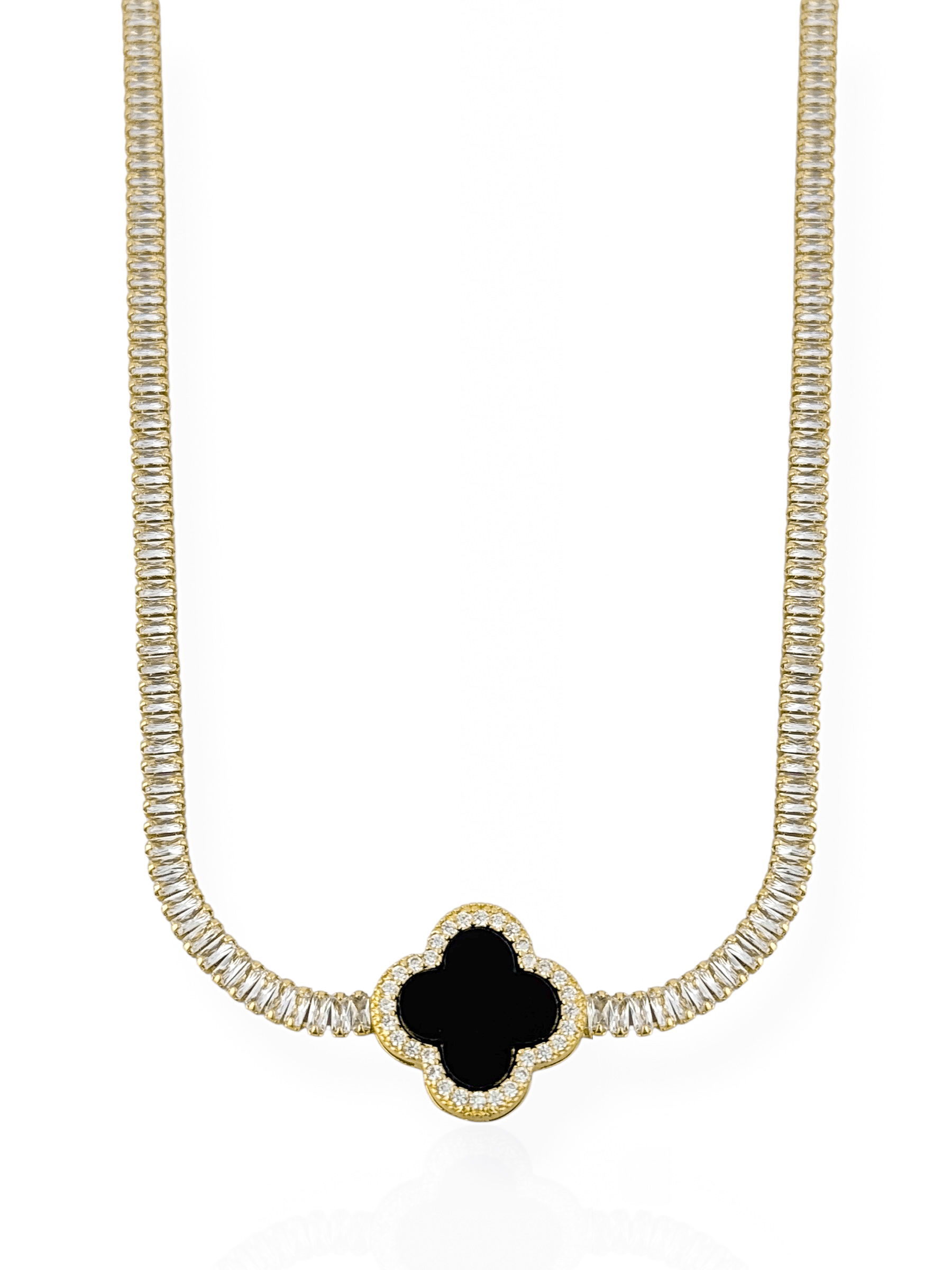 Colar Folheado a Ouro 18k e Prata Navete Inspiração Vg. Resinado