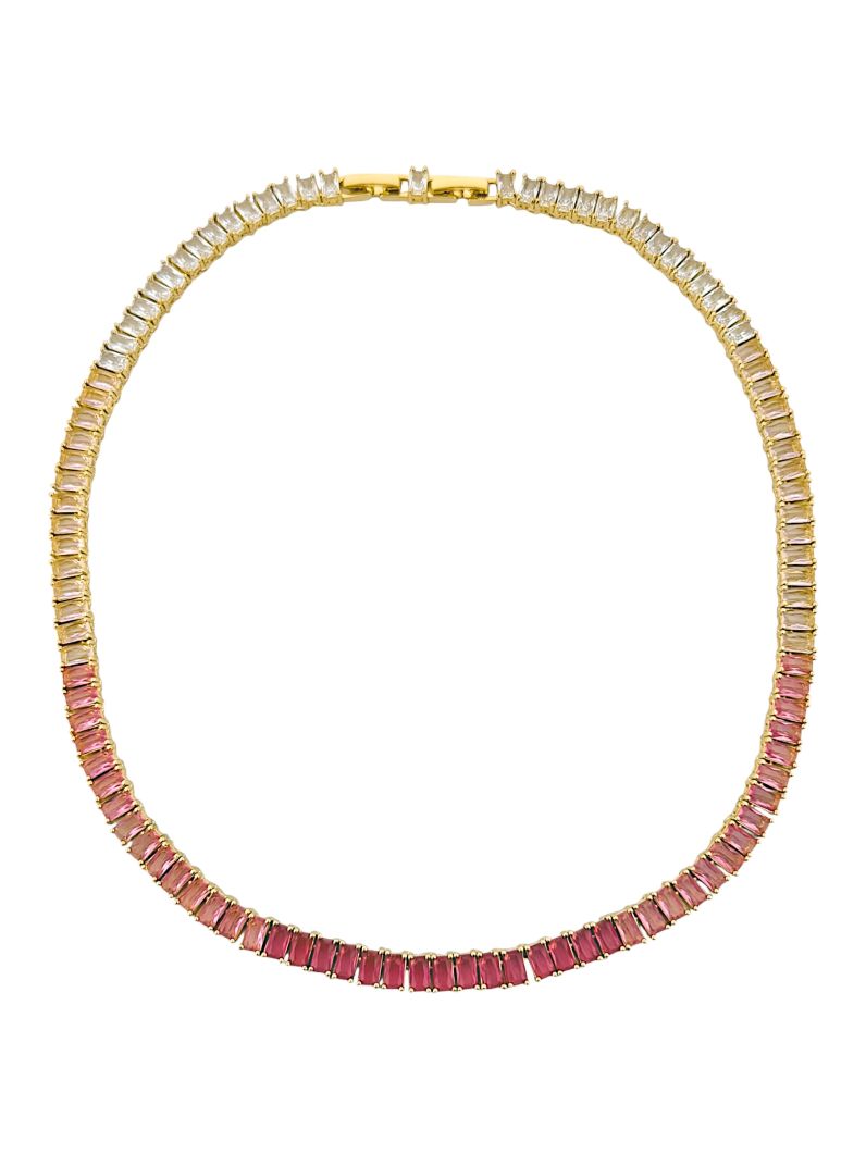 Colar Folheado a Ouro 18k e Prata Navetes Coloridos