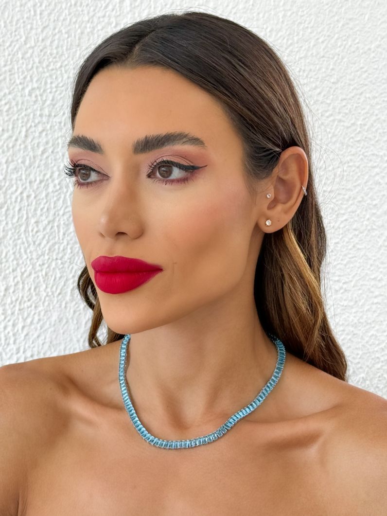 Colar Folheado a Ouro 18k e Prata Navetes Coloridos