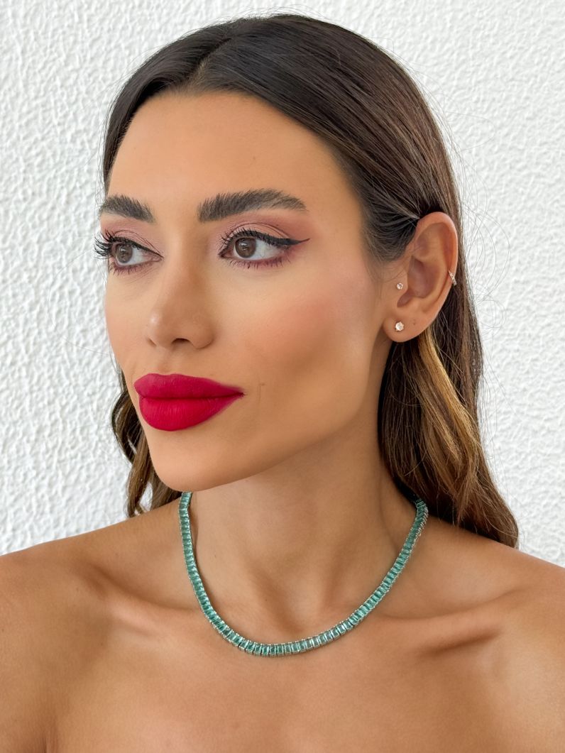 Colar Folheado a Ouro 18k e Prata Navetes Coloridos