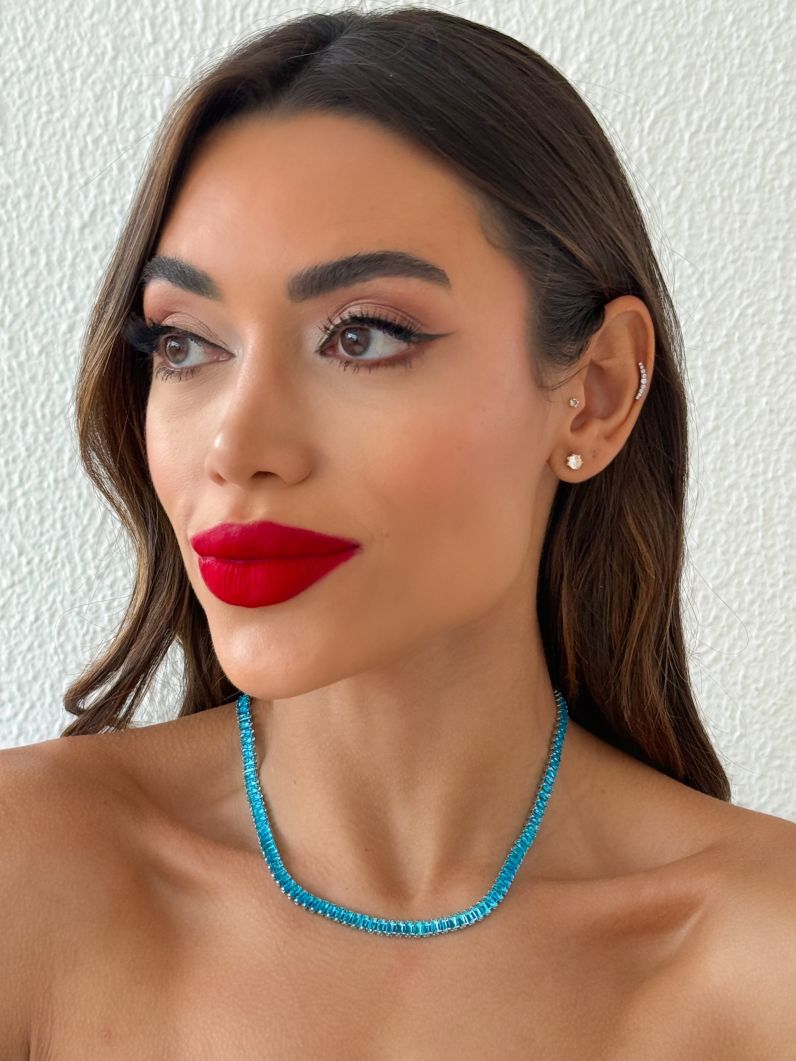 Colar Folheado a Ouro 18k e Prata Navetes Coloridos