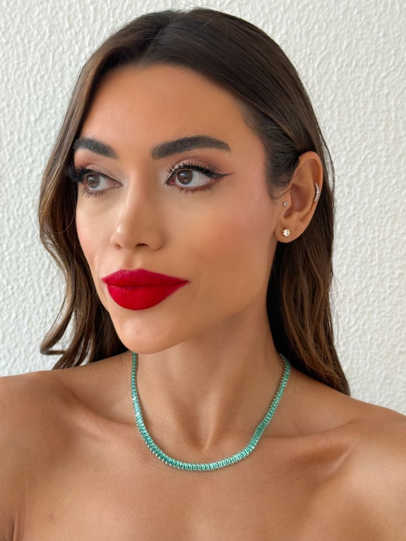 Colar Folheado a Ouro 18k e Prata Navetes Coloridos