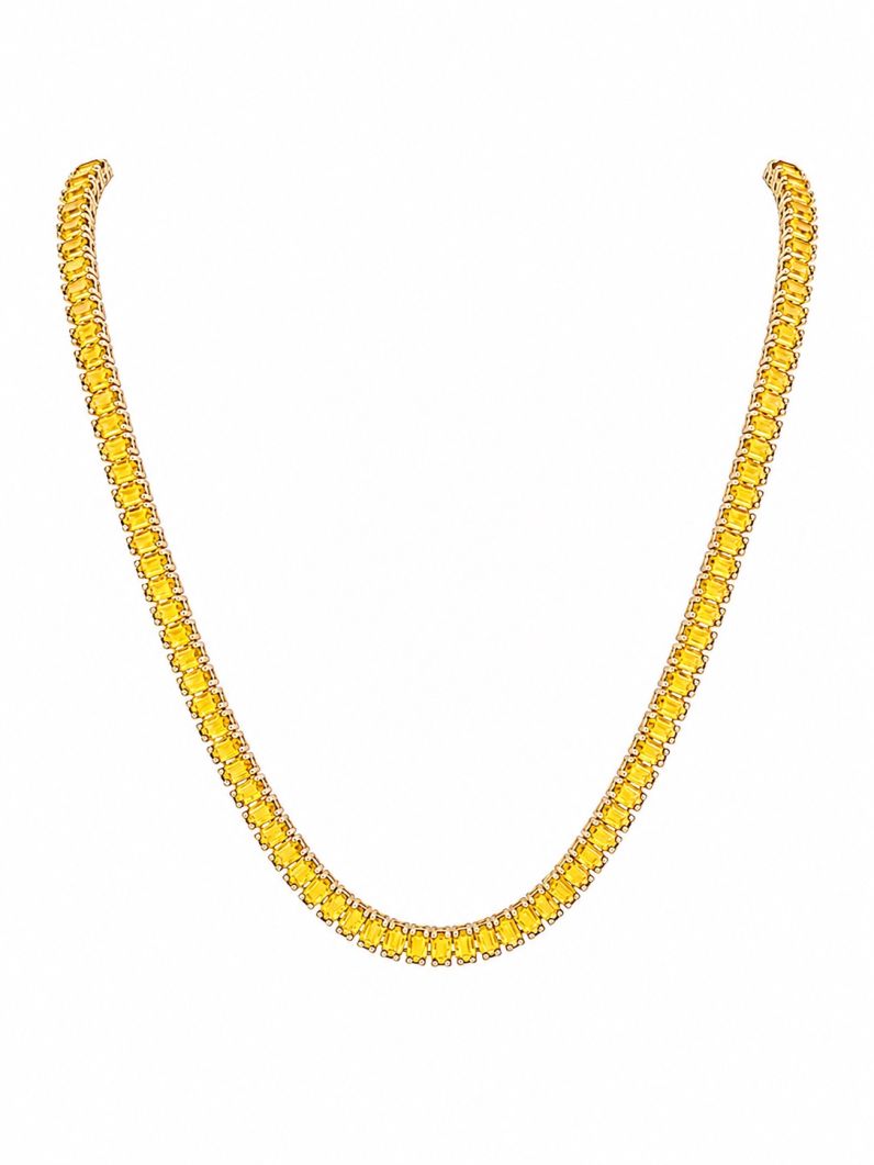 Colar Folheado a Ouro 18k e Prata Navetes Coloridos
