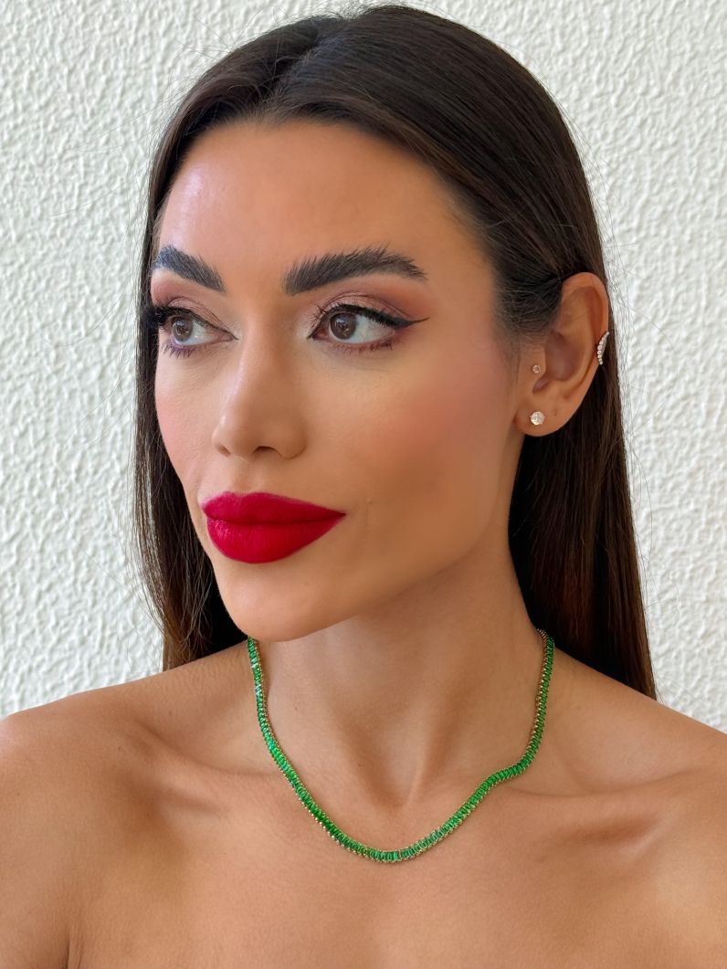 Colar Folheado a Ouro 18k e Prata Navetes Coloridos