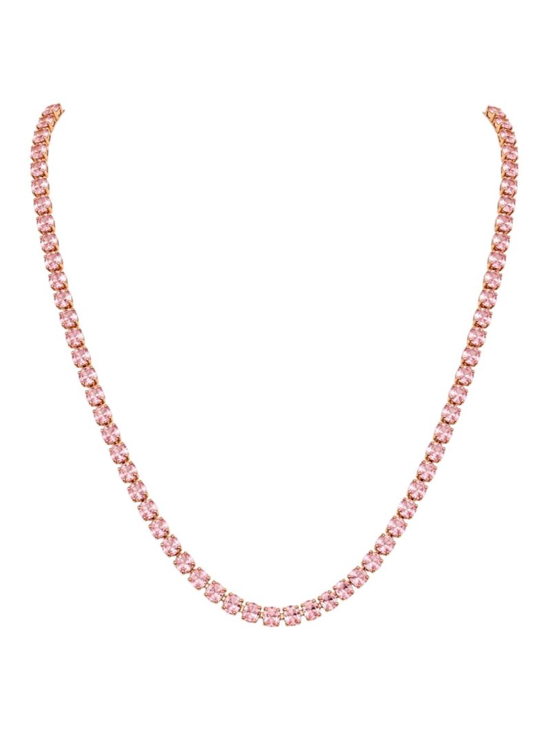 Colar Folheado a Ouro 18k e Prata Oval de Cristal Colorido