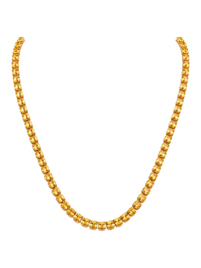Colar Folheado a Ouro 18k e Prata Oval de Cristal Colorido