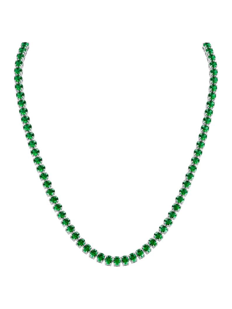 Colar Folheado a Ouro 18k e Prata Oval de Cristal Colorido