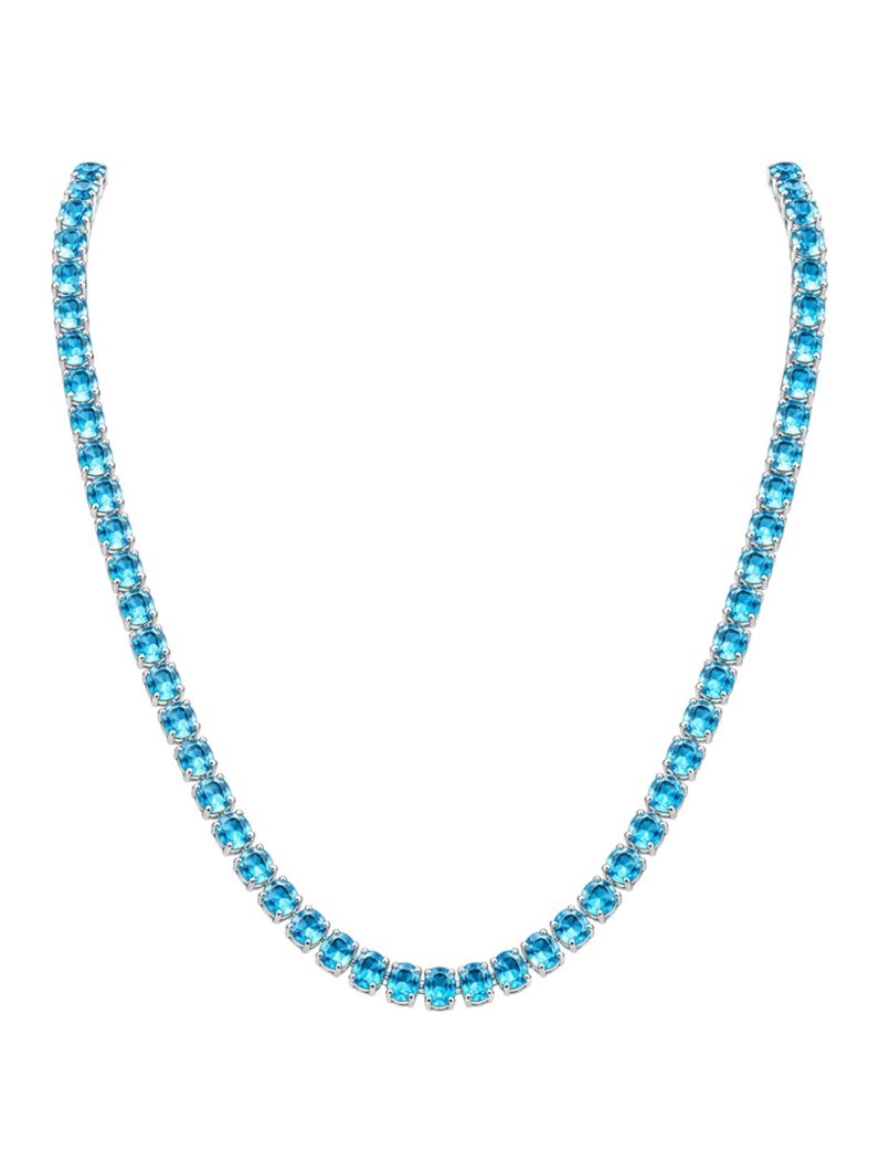 Colar Folheado a Ouro 18k e Prata Oval de Cristal Colorido