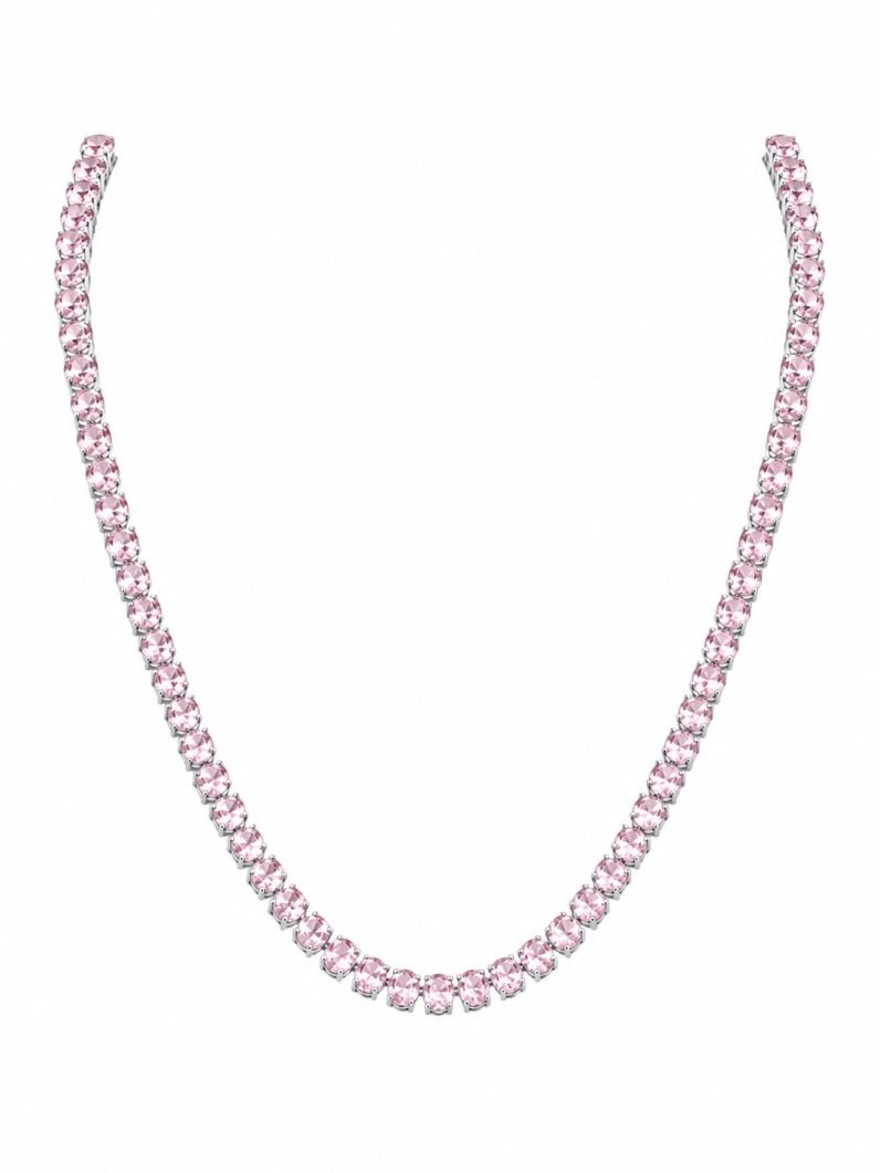 Colar Folheado a Ouro 18k e Prata Oval de Cristal Colorido