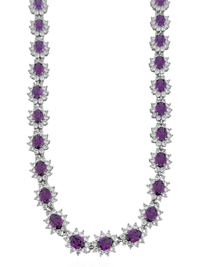 Colar Folheado a Ouro 18k e Prata Oval de Zircônia Cravejado