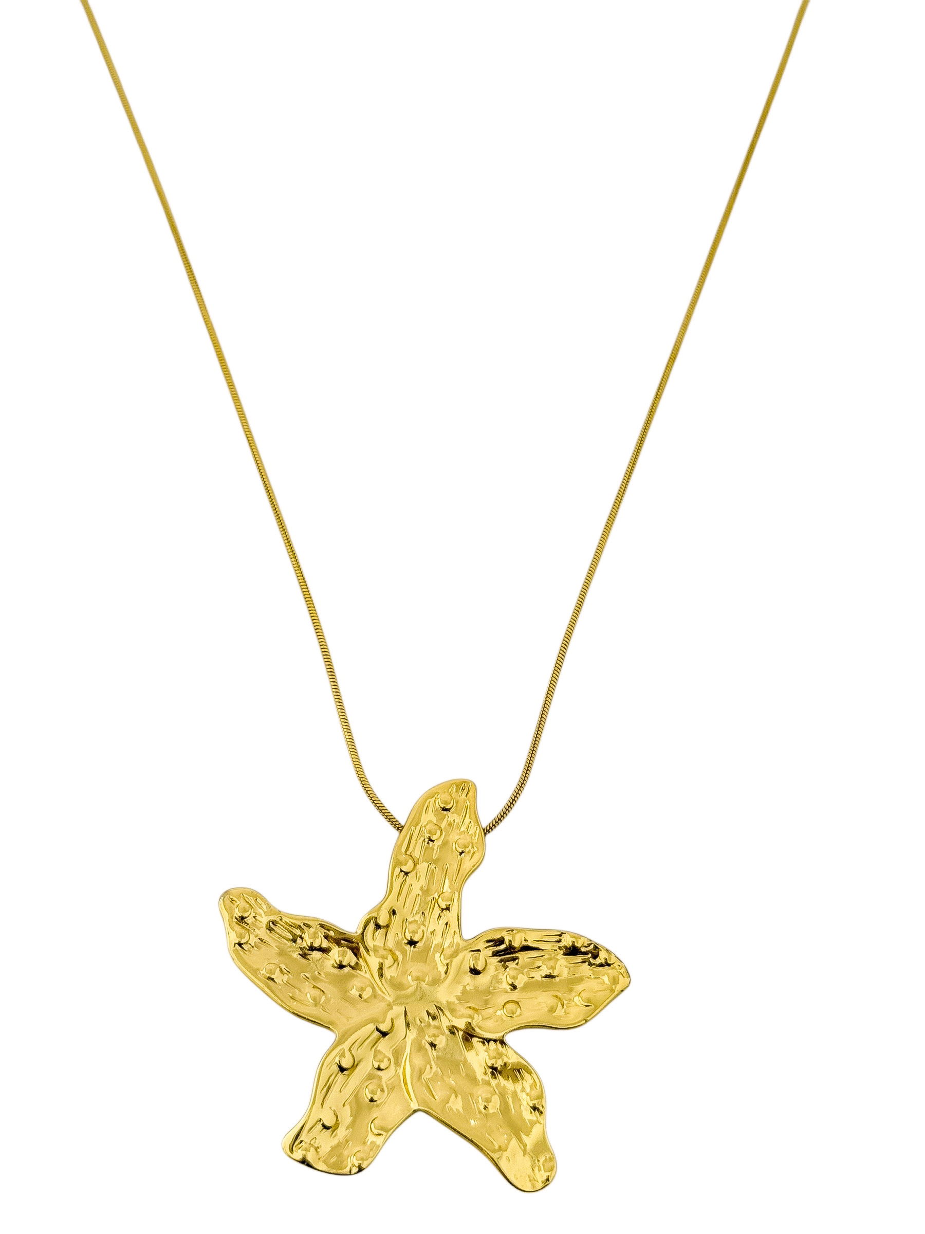 Colar de Aço Inoxidavel Folheado a Ouro 18k e Prata Pingente Flor Martelada