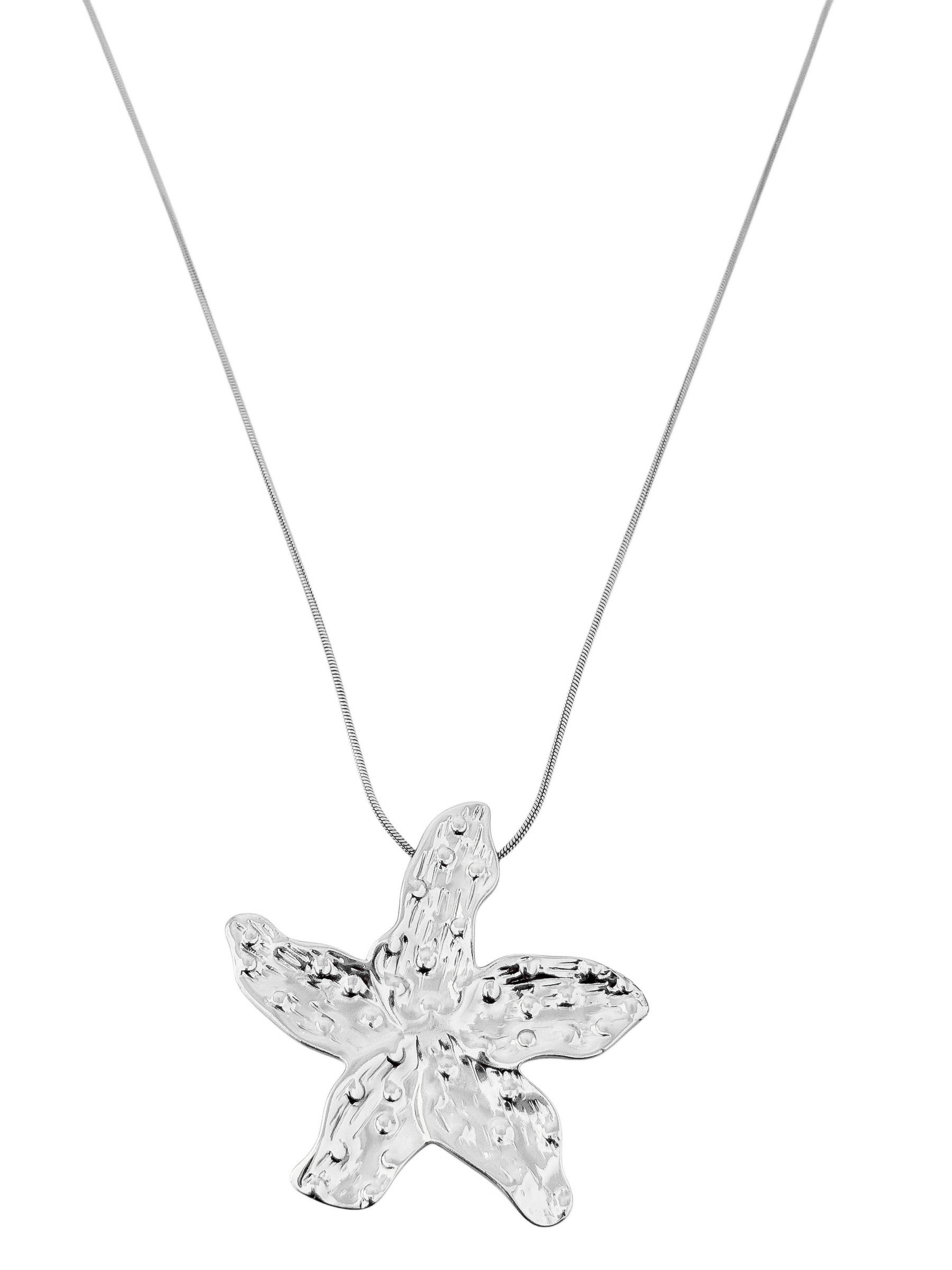 Colar de Aço Inoxidavel Folheado a Ouro 18k e Prata Pingente Flor Martelada