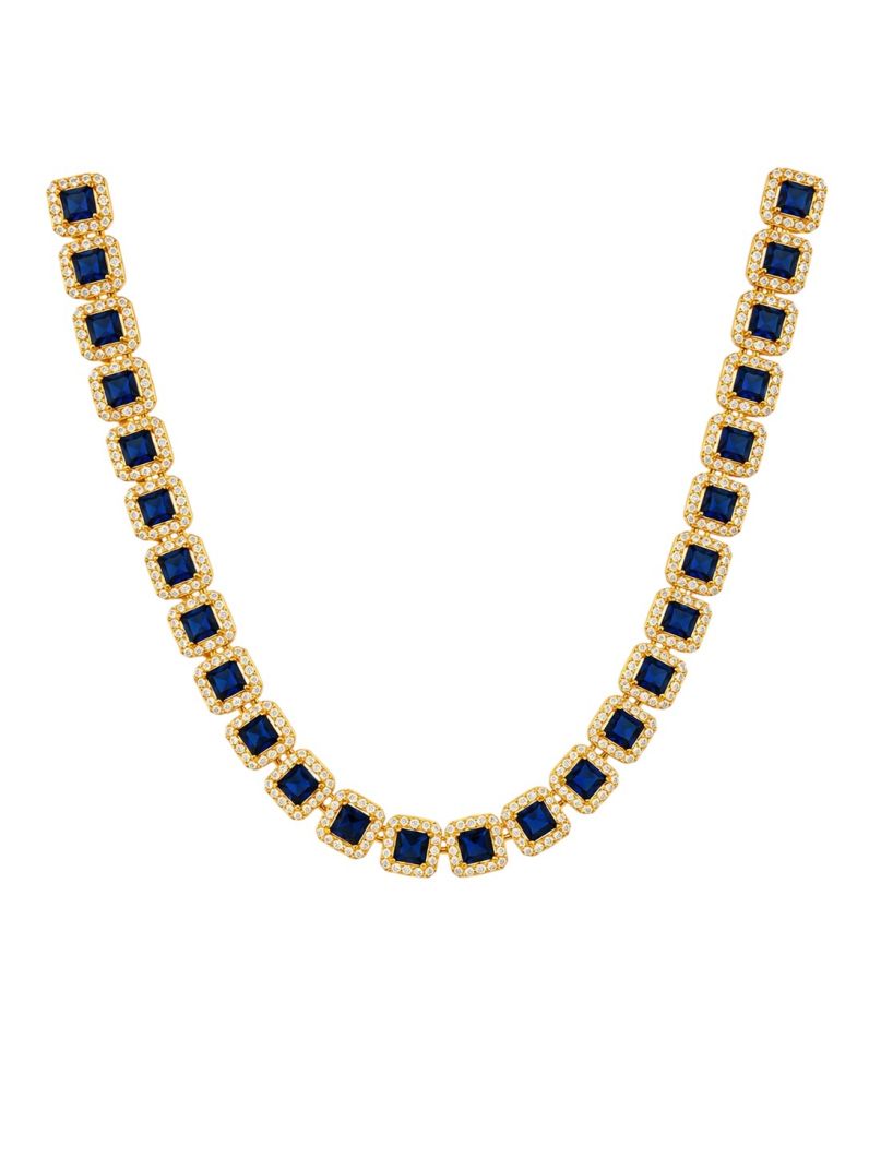 Colar Folheado a Ouro 18k e Prata Quadrados de Zircônia