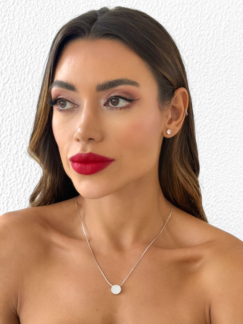 Colar Folheado a Ouro 18k e Prata Rabo de Rato com Circulo Cravejado