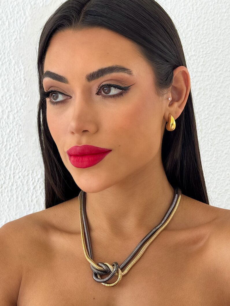 Colar Folheado a ouro 18K e Prata Rabo de Tatu com Nó