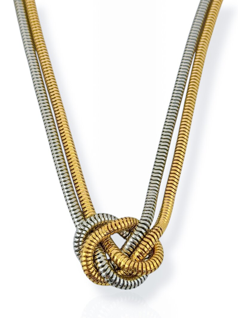 Colar Folheado a ouro 18K e Prata Rabo de Tatu com Nó