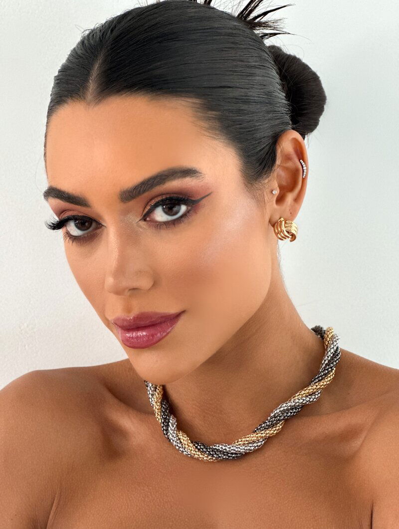 Colar Folheado a Ouro 18k e Prata Rabo de Tatu Entrelaçado