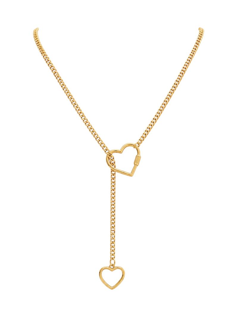 Colar Folheado a Ouro 18k e Prata Riviera Elo Grumet Com Coração Vazado