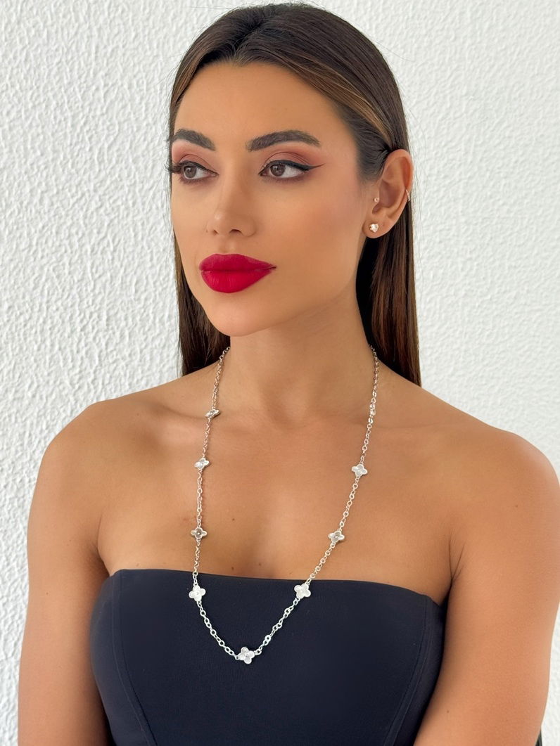 Colar Folheado a Ouro 18k e Prata Riviera Longa Inspiração Vg