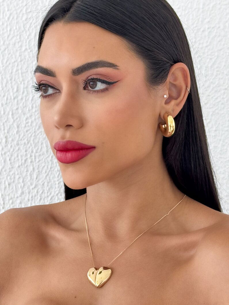 Colar folheado a ouro 18k e Prata Veneziana Com Coração