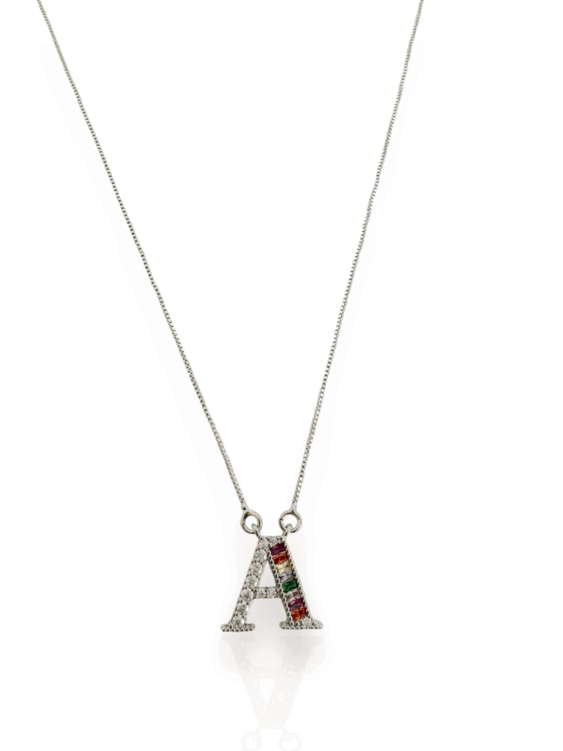 Colar Folheado a Ouro 18k e Prata Veneziana com Inicial Cravejada