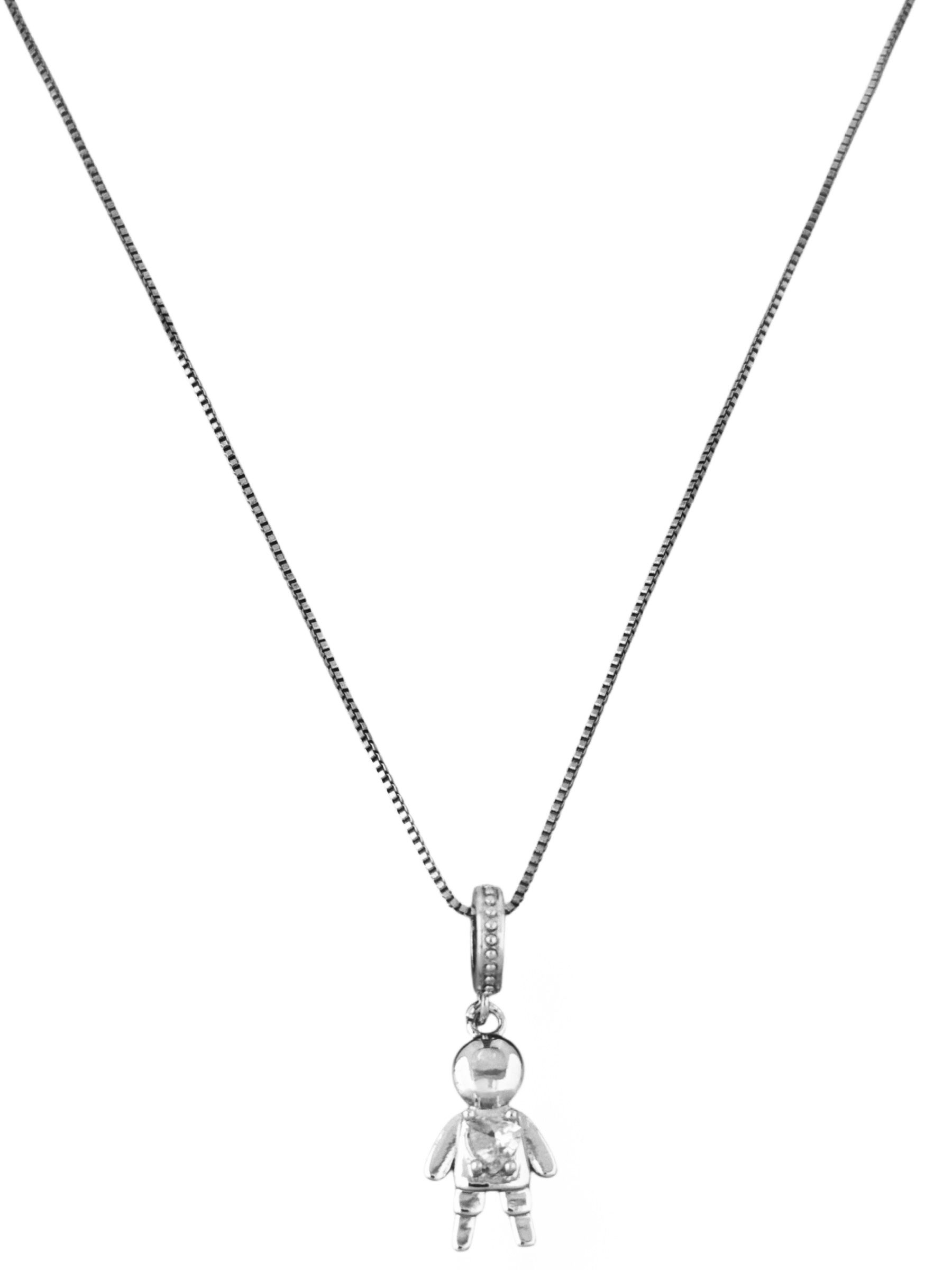 Colar Folheado a Ouro 18k e Prata Veneziana Com Menina e Menina e Coração Cristal