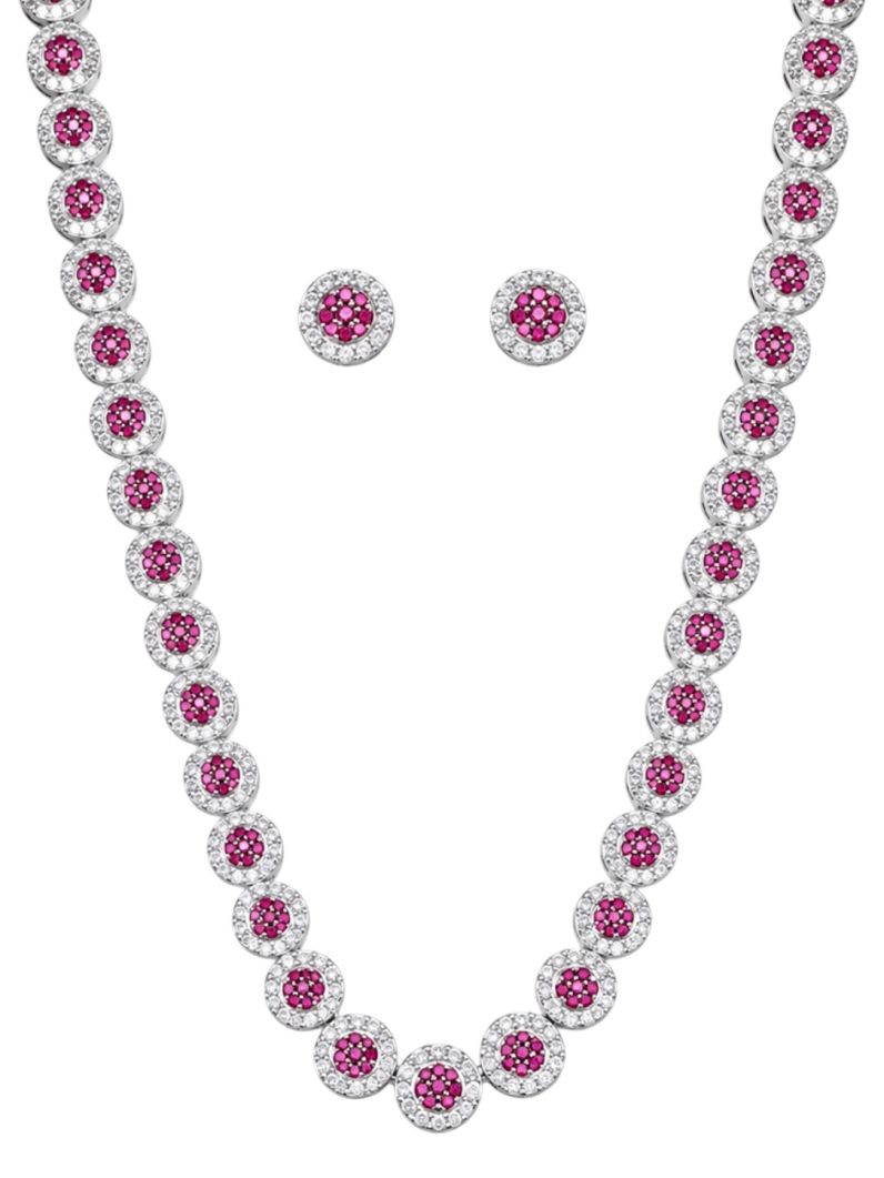 Conjunto Colar e Brinoco Folheado a Ouro 18k e Prata Zirconia Circulo