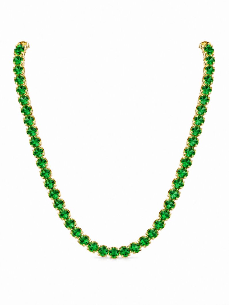 Colar Folheado a Ouro 18k e Prata Zirconia Circulos Coloridos