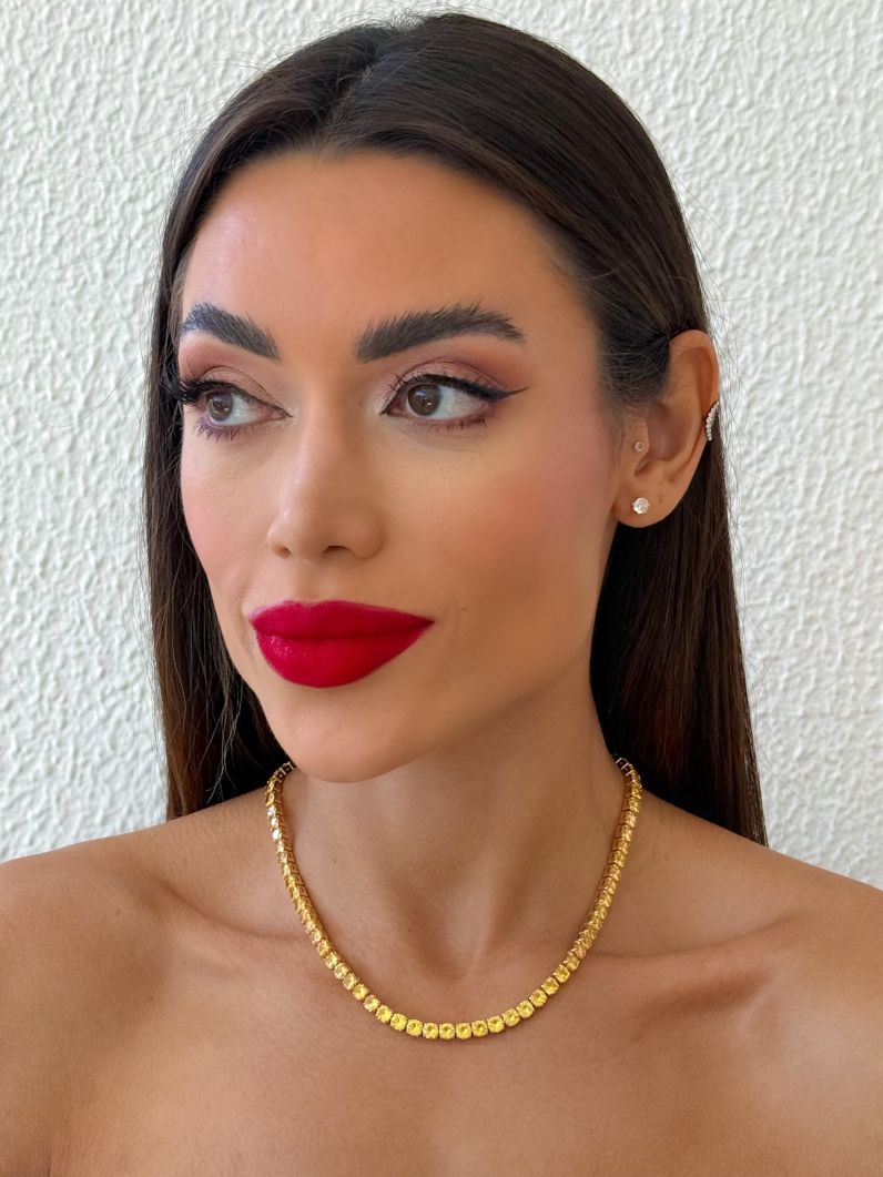 Colar Folheado a Ouro 18k e Prata Zirconia Circulos Coloridos