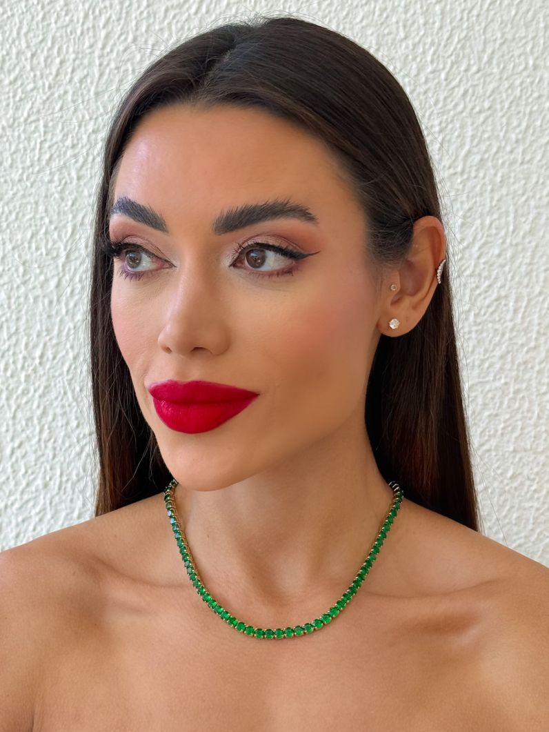 Colar Folheado a Ouro 18k e Prata Zirconia Circulos Coloridos