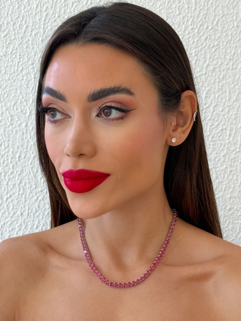 Colar Folheado a Ouro 18k e Prata Zirconia Circulos Coloridos