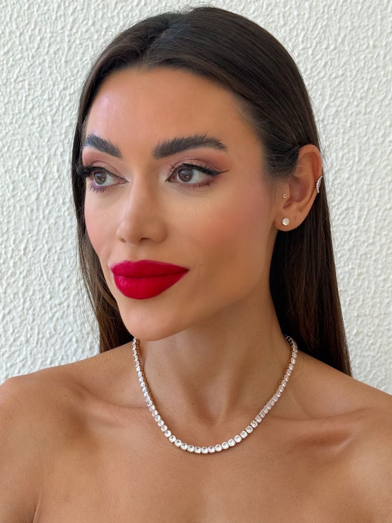 Colar Folheado a Ouro 18k e Prata Zirconia Circulos Coloridos