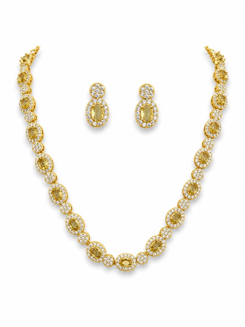 Colar Folheado a Ouro 18k e Prata Zirconia Oval