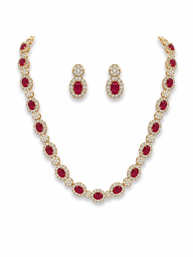 Colar Folheado a Ouro 18k e Prata Zirconia Oval