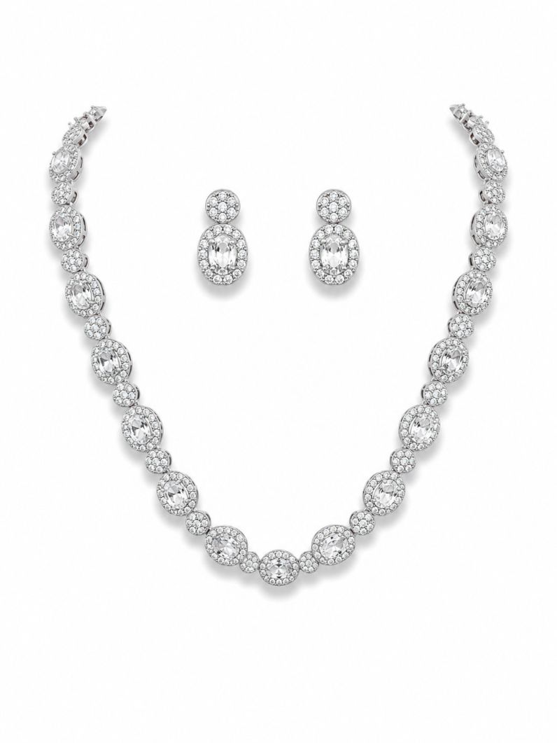 Colar Folheado a Ouro 18k e Prata Zirconia Oval