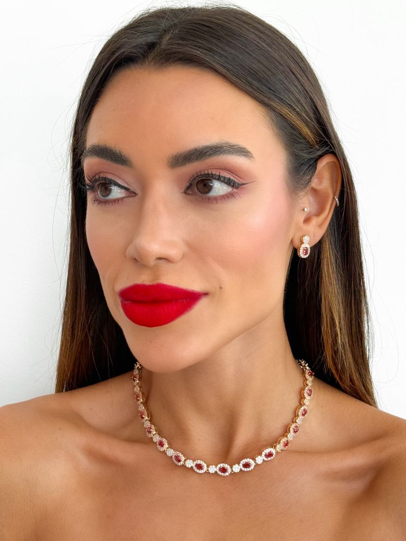 Colar Folheado a Ouro 18k e Prata Zirconia Oval