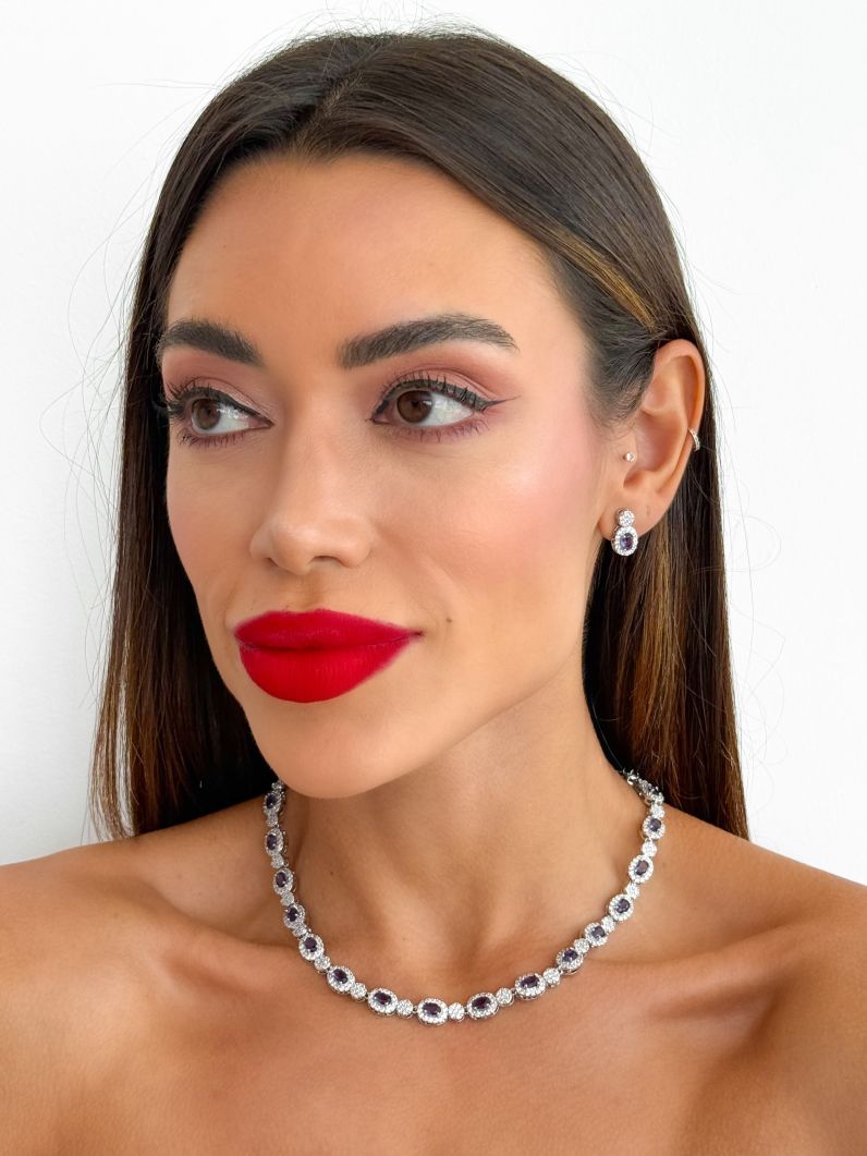 Colar Folheado a Ouro 18k e Prata Zirconia Oval