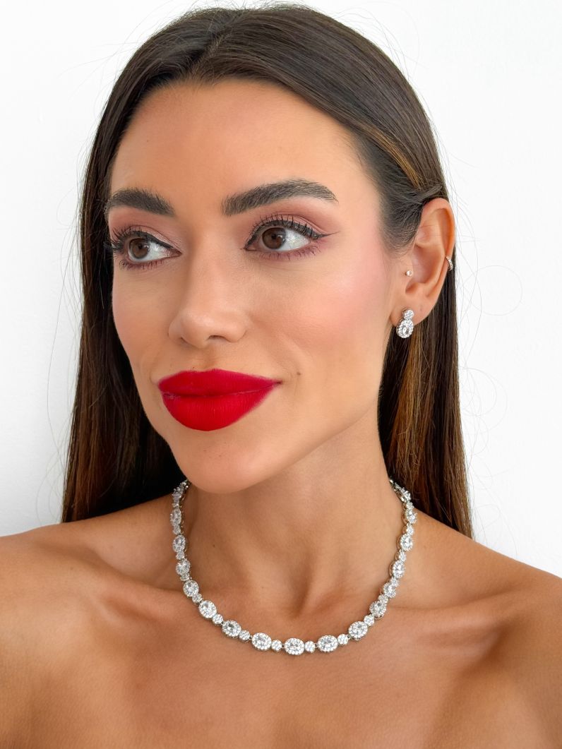 Colar Folheado a Ouro 18k e Prata Zirconia Oval