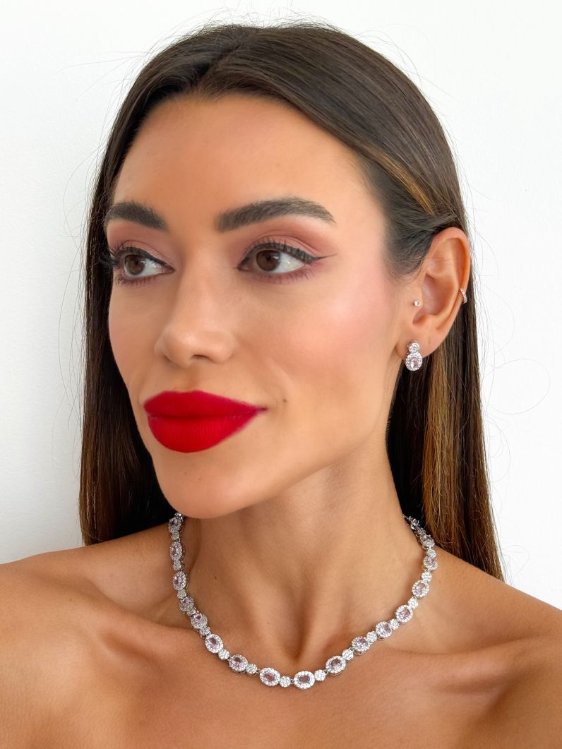 Colar Folheado a Ouro 18k e Prata Zirconia Oval