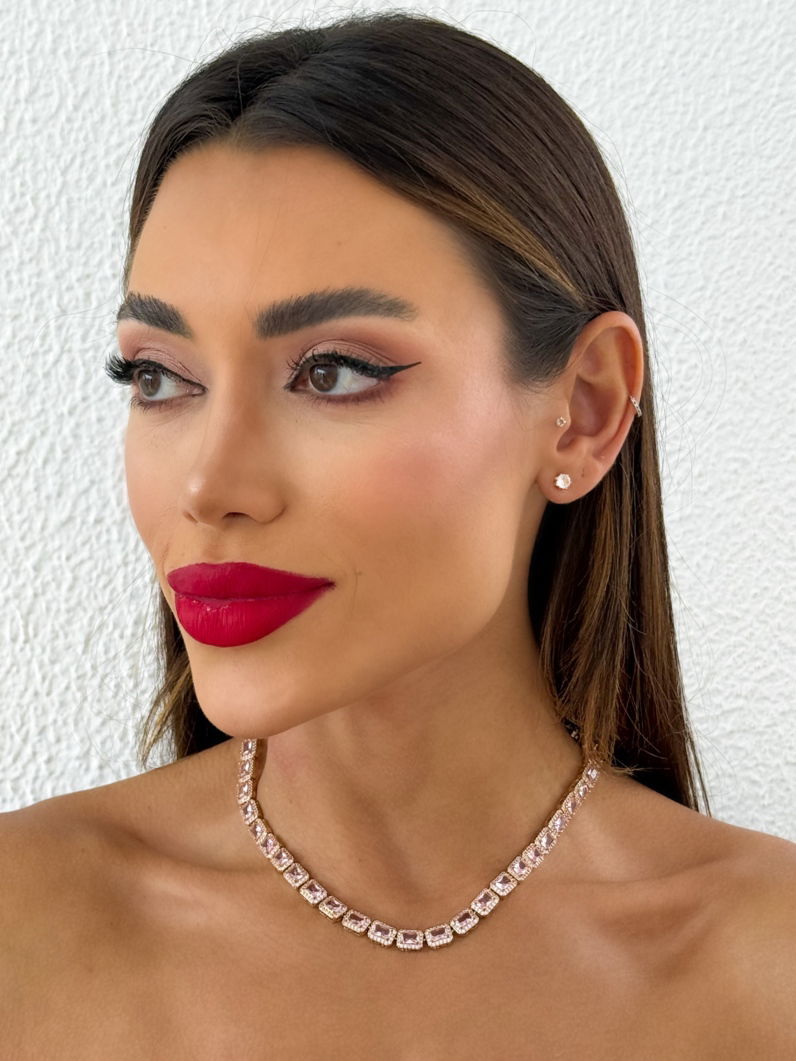 Colar Folheado a Ouro 18k e Prata Zirconia Quadrada