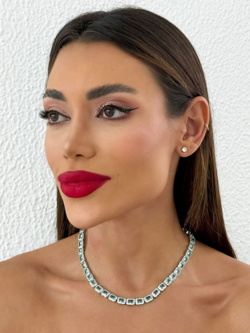 Colar Folheado a Ouro 18k e Prata Zirconia Quadrada