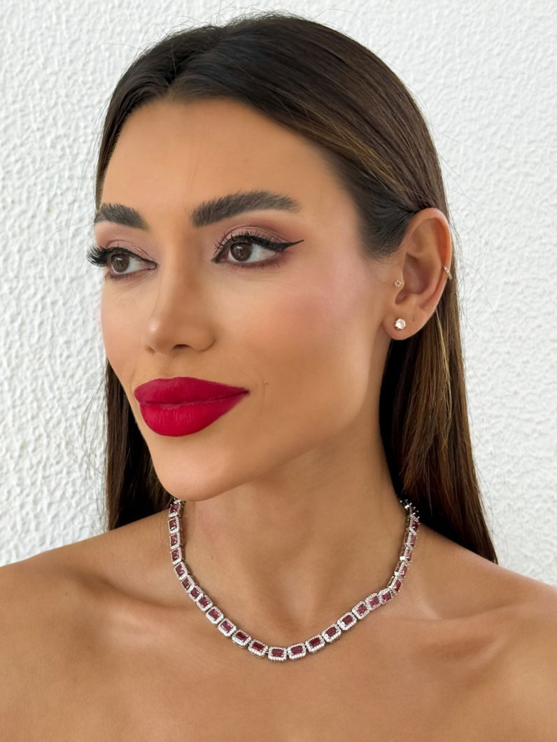 Colar Folheado a Ouro 18k e Prata Zirconia Quadrada